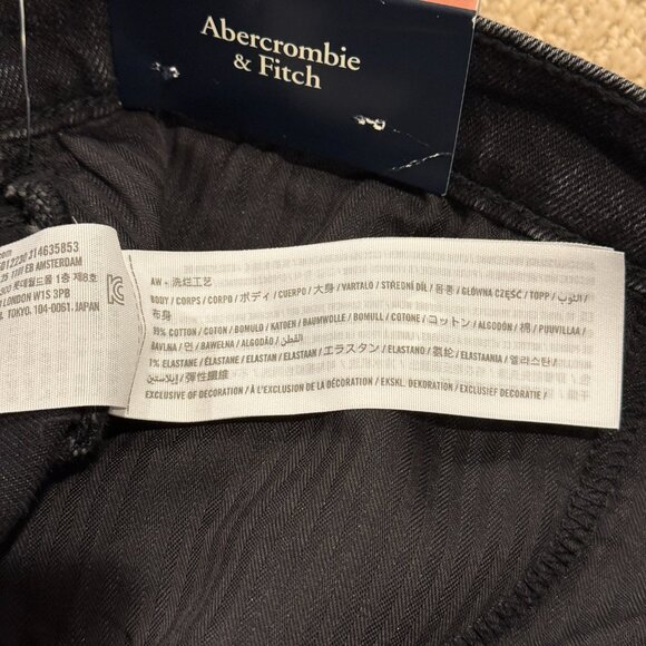 Abercrombie & Fitch Jeans Ankle Straight Ultra High Rise Black Curve Love Sz 37L - Picture 7 of 15